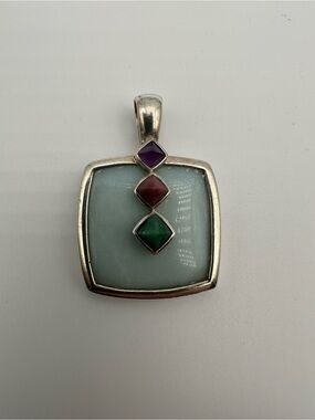 Whitney Kelly Designs Multi Color Jade Sterling Silver Necklace Pendant